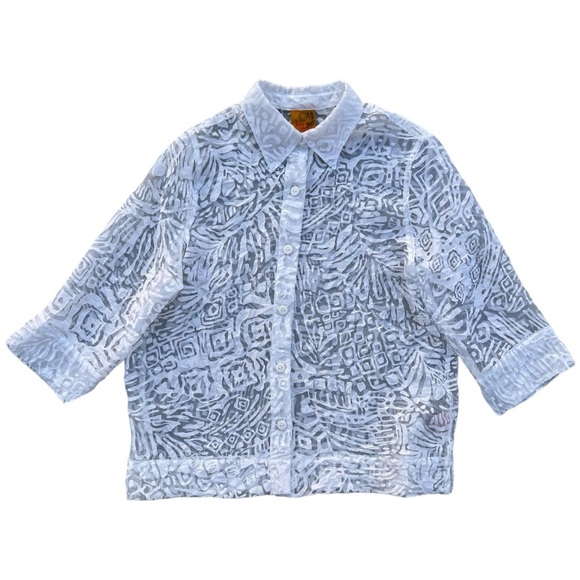 Ruby Rd. Tops - Ruby Rd — Tropical Sheer Button Down Top — Women’s Size 14P